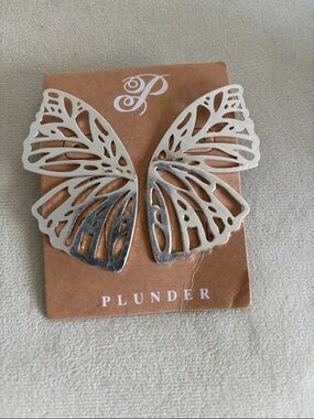 Plunder Silver Butterfly Wing Earrings